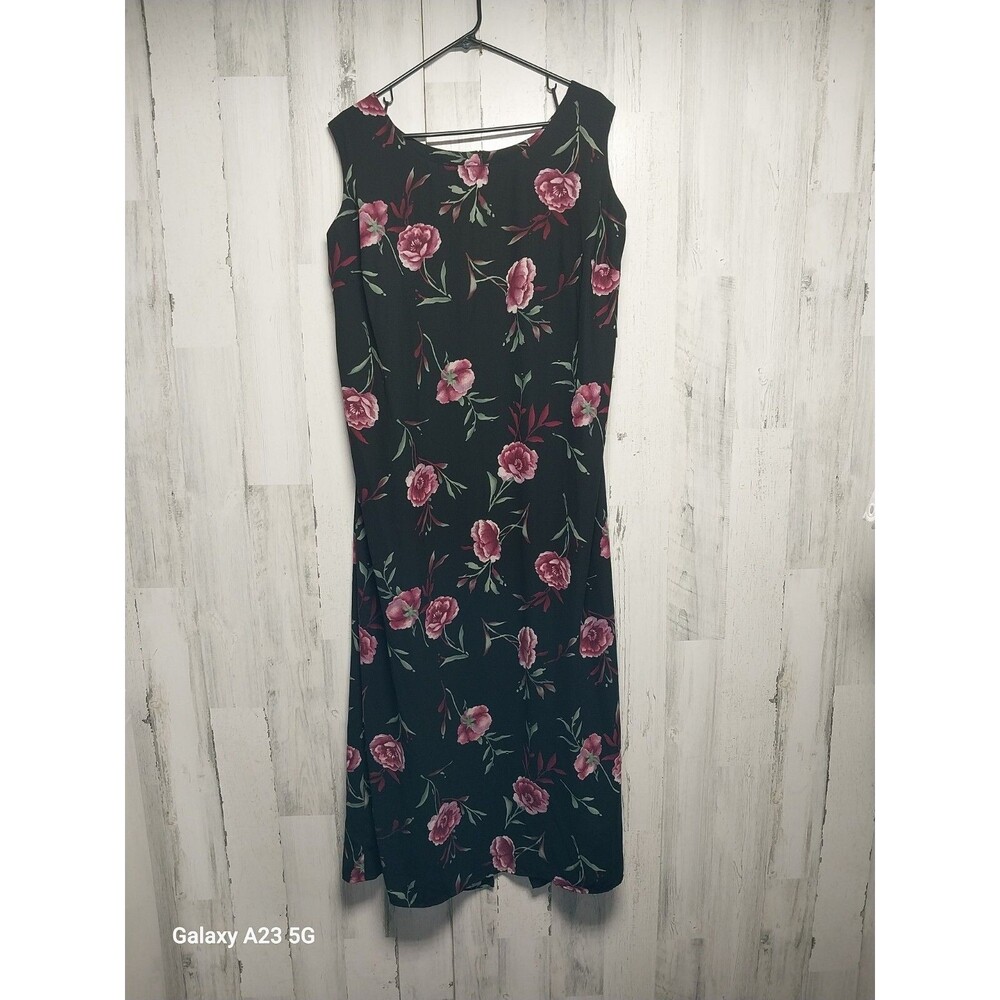 Laura Scott Woman Black Floral Sleeveless Dress 24W NWT